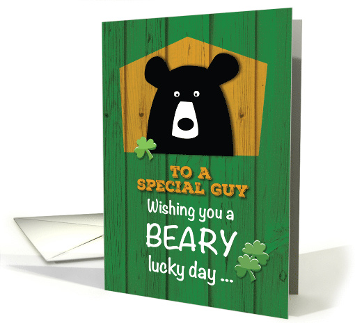 Guy Bear and Shamrocks on St Patricks Day Holiday card (1511300)