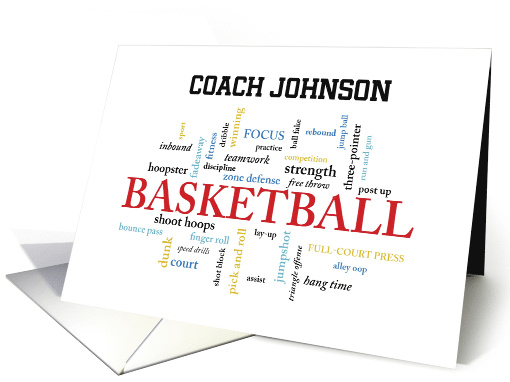 Custom Name Basketball Coach Thank You in Words card (1511754)