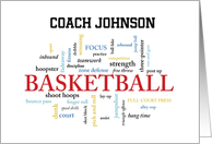 Custom Name Basketball Coach Thank You in Words card