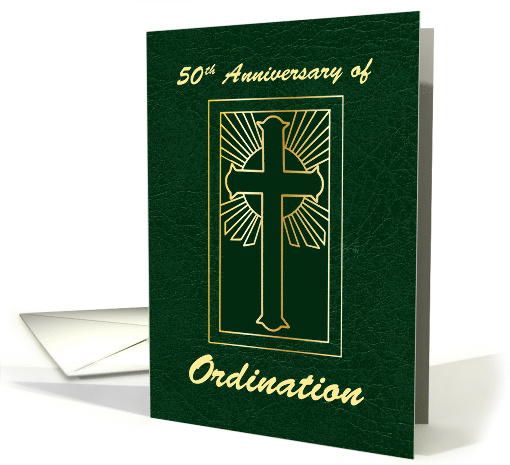 50th Anniversary of Ordination Green Leather Look card (1512562)