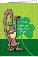 Brother St Patricks Day Monkey with Shamrock card