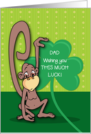 Dad St Patricks Day Monkey with Shamrock card