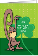 Son St Patricks Day Monkey with Shamrock card