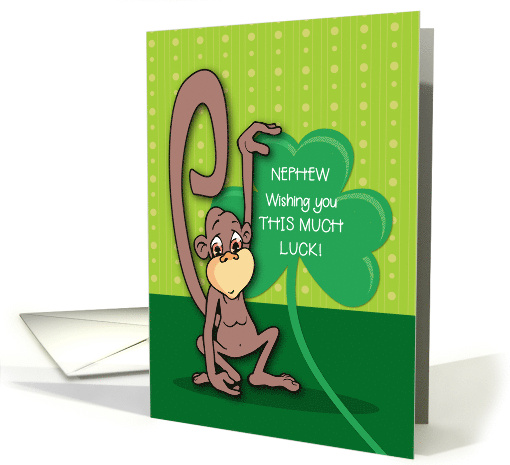 Nephew St Patricks Day Monkey with Shamrock card (1513472)