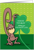 Across The Miles St Patricks Day Monkey with Shamrock card