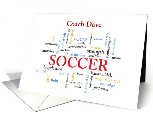 Custom Name Soccer Coach Thank You in Words card (1514248)