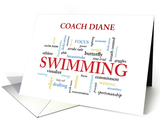 Customizable Name Swimming Coach Thank You In Words card (1514322)