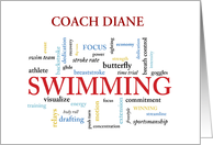 Customizable Name Swimming Coach Thank You In Words card