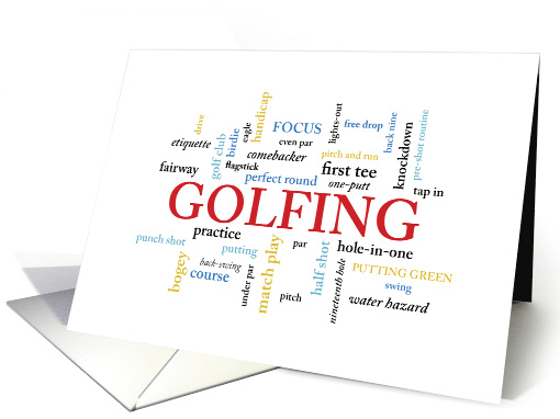Golfing Birthday in Words card (1514336)