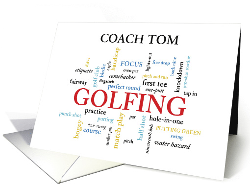 Golf Coach Custom Name Thank You in Words card (1514342)