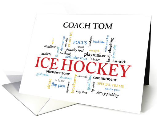 Ice Hockey Coach Custom Name Thank You in Words card (1514352)