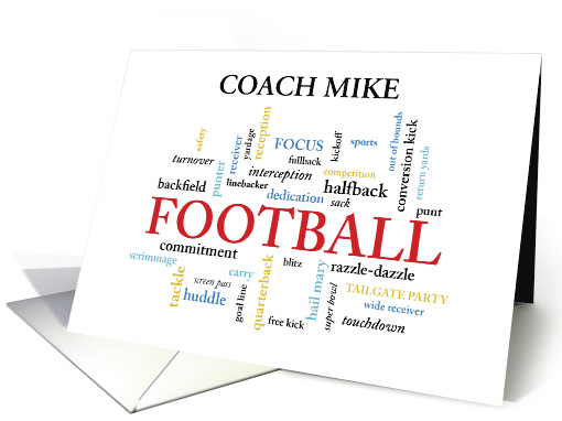 Custom Name Football Coach Thank You in Words card (1514364)