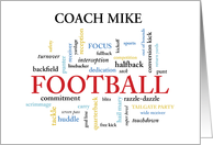 Custom Name Football Coach Thank You in Words card