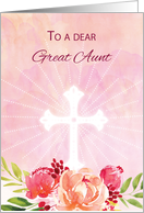 Great Aunt Religious Easter Blessings Watercolor Look Flowers card