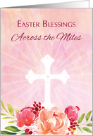 Across The Miles Religious Easter Blessings Watercolor Look Flowers card