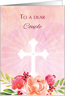 Couple Religious Easter Blessings Watercolor Look Flowers card