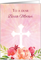 Birth Mother Religious Easter Blessings Watercolor Look Flowers card