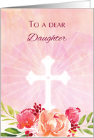 Daughter Religious Easter Blessings Watercolor Look Flowers card