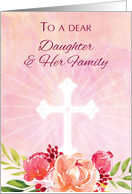 Daughter and Family Religious Easter Blessings Watercolor Look Flowers card
