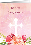 Godparents Religious Easter Blessings Watercolor Look Flowers card