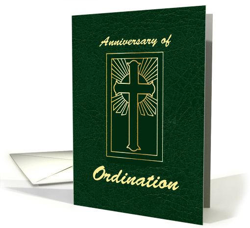 Priest Anniversary of Ordination Green Leather Look card (1515506)