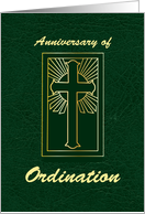 Priest Anniversary of Ordination Green Leather Look card
