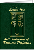 Nun 50th Anniversary of Religious Profession Green Leather Look card