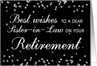 Sister in Law Retirement Congratulations Black with Silver Sparkles card