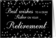 Sister Retirement Congratulations Black with Silver Sparkles card