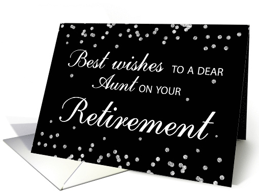 Aunt Retirement Congratulations Black with Silver Sparkles card