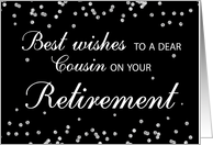 Cousin Retirement Congratulations Black with Silver Sparkles card