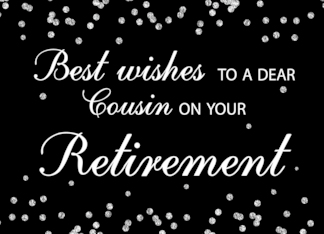 Cousin Retirement Congratulations Black with Silver Sparkles