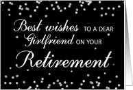 Girlfriend Retirement Congratulations Black with Silver Sparkles card