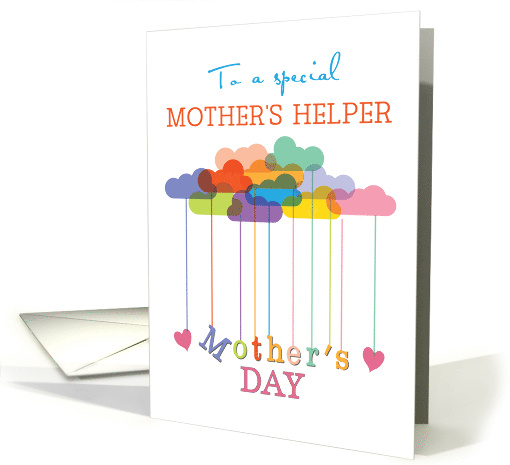 Mothers Helper Cute Mothers Day Rainbow Clouds and Hearts card