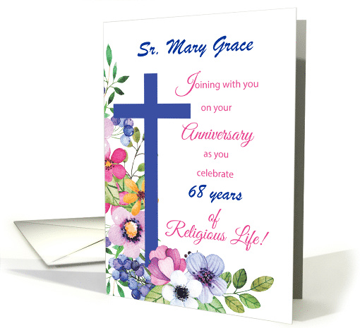 Custom Name and Year Anniversary Nun Religious Life Cross... (1518136)