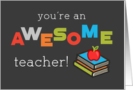 General Teacher Appreciation Day Books and Apple Awesome card