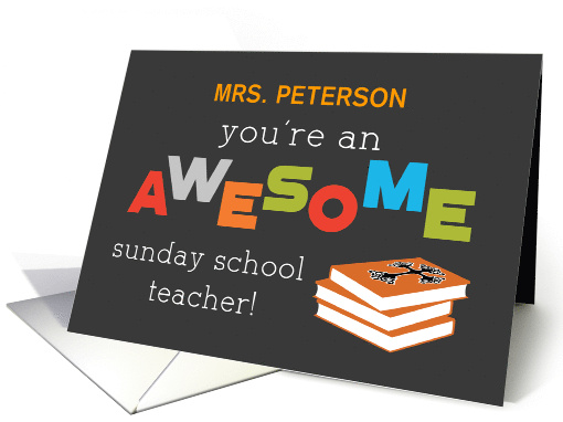 Personalized Name Sunday School Teacher Appreciation Day Awesome card