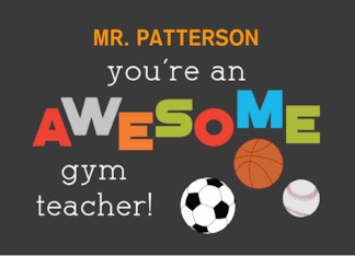 Personalize Name Gym Teacher Appreciation Day Balls Awesome