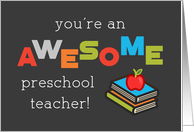 Preschool Teacher Appreciation Day Books and Apple Awesome card