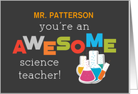 Personalize Name Science Teacher Appreciation Day Test Tubes Awesome card