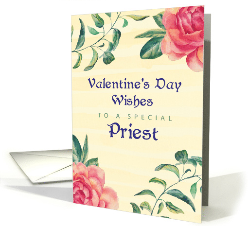Priest Valentines Day Roses on Yellow card (1518986)