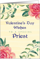 Priest Valentines Day Roses on Yellow card