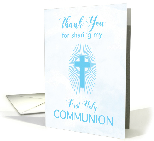 Thank You Blue Communion Cross Rays card (1519184)