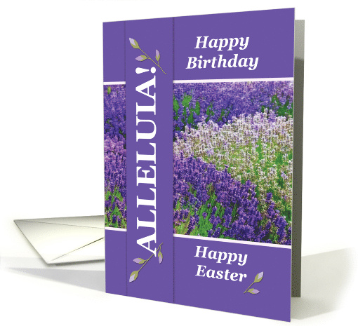 Birthday on Easter Religious Alleluia Lavender Flowers card (1519642)