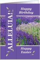 Birthday on Easter Religious Alleluia Lavender Flowers card