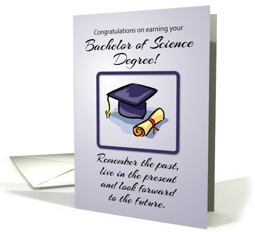 Bachelor of Science Graduation with Cap Diploma Remember the Past card