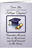 Son College Graduation with Cap and Diploma Remember the Past card