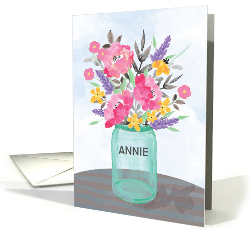 Custom Name Mothers Day Jar Vase with Flowers card (1520682)