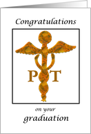 Physical Therapy Graduation Congratulations Antique Gold Look Medical card