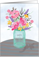 Anniversary Jar Vase with Flowers card